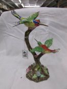 A 1970's Vista Alegra porcelain humming bird group.