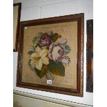 A 'felt' and 'embroidered' floral panel study in an ornate frame, image 44 x 45.4 cm.