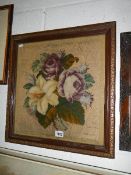 A 'felt' and 'embroidered' floral panel study in an ornate frame, image 44 x 45.4 cm.