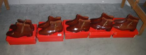 4 boxed pairs of ladies Mary Quant 'Quant Afoot' shiners zip ankle boots in chestnut. All size 5.