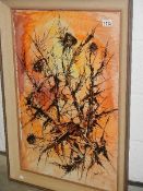 A large framed and glazed thistle study signed G Hook '69. Image 49.5 x 75 cm.