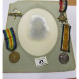 3 WW1 medals - 2304 Pte T. Burrows, Lincolnshire Regiment, cap badge and photograph of the soldier.