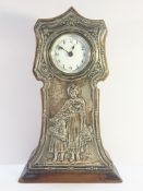 A silver fronted 1919 mother and child clock by British United Clock Co.