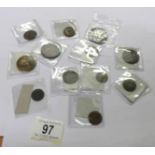 12 assorted tokens including 1666 Andover half penny, 1792 Wilkinson half penny, 1811 penny token,