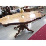 An old centre pedestal birds eye maple dining table.