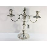 A solid hall marked silver candelabra, M.D.Y Birmingham 1975, approximate weight 700 grams.