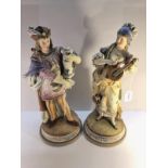 A fine pair of continental porcelain figures, 33 cm tall.