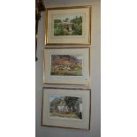 2 framed and glazed signed limited edition prints, rural scenes,