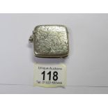 A 19th century silver vesta case, hall marked Chester 1898, maker H & T.