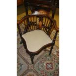 An Edwardian inlaid corner chair