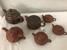 6 Chinese pottery teapots, all marked on bottom.
