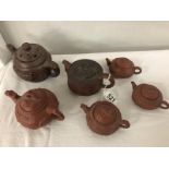 6 Chinese pottery teapots, all marked on bottom.