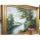 An oil on canvas rural scene signed G G Andman.