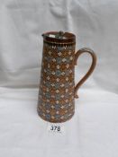 A Doulton and Slaters patent very delicately decorated jug with lid.