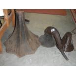 A Victorian gramophone horn and 2 radio horns.