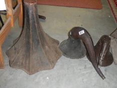 A Victorian gramophone horn and 2 radio horns.