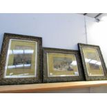 3 framed and glazed military scenes.