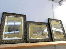 3 framed and glazed military scenes.