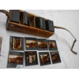 48 Sepia magic lantern slides including art, Royalty, marine, topographical etc.