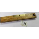 A rare Marple's 9" rule with brass fitting and incorporating 2 spirit levels.