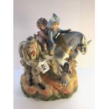 A fine 19th century porcelain figure group of children with horse, marked Gimberts Ltd. N/S 2498.