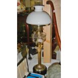 A large Victorian brass oil lamp 1860 - 1900.