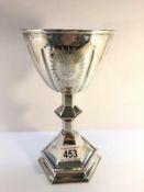 A mid 19th century silver plated chalice with monogram.
