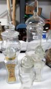 2 glass apothecary jars (one a/f) and 3 other vintage glass jars.