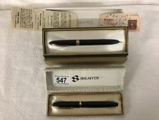 A Sheaffer fountain pen with 14ct gold nib and box together with a second Sheaffer pen with box.