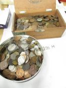 A large quantity of bronze coinage in 2 boxes.