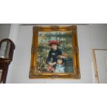 An oil on canvas painting after Pierre-Auguste Renoir (1814 - 1919) entitled '2 sisters' (on the