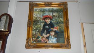 An oil on canvas painting after Pierre-Auguste Renoir (1814 - 1919) entitled '2 sisters' (on the