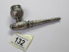 An ornate white metal pipe (possibly silver but unmarked).