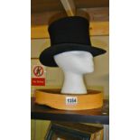 A Victorian Collapsible top hat with box