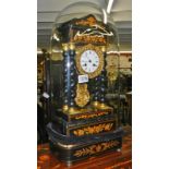 A 19th century barley twist pillar clock under dome