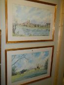 A pair of framed and glazed watercolours 'Along the Backs',