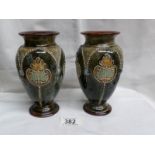 A pair of Doulton Lambeth vases, 8425B signed by Ethel Beard (and also possibly Louisa Ayling).