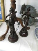 A pair of spelter figures.