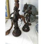 A pair of spelter figures.