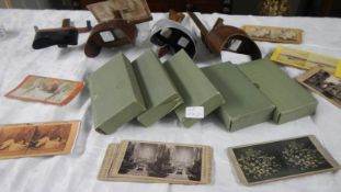 4 Victorian stereoscopes (3 a/f) and 5 sets of Sunbeam Tours viewer cards.