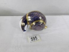 A Royal Crown Derby paperweight, 'Moonlight Badger', gold stopper. dated 2015.