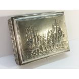 A Dutch hall marked silver box depicting galleons.