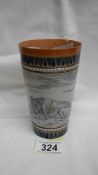 A Doulton Lambeth 1883 tumbler with 3 lionesses by Hannah Barlow, Arthur Barlow,