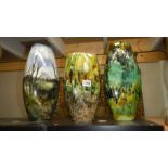 3 art pottery vases
