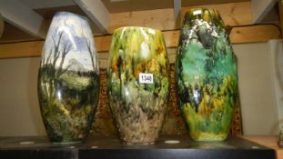 3 art pottery vases