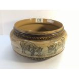 A Doulton Lambeth 1882 shallow bowl with panel of cows round it.