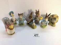 7 Beswick Beatrix Potter figures being Peter Rabbit, Tom Kitten, Mr Benjamin Bunny, Mrs Rabbit,