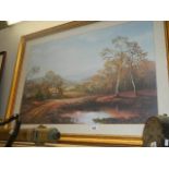 A large framed and glazed rural scene print.