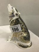 A Royal Crown Derby wolf paperweight, signature edition of 2500, gold stopper, 2004.
