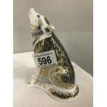 A Royal Crown Derby wolf paperweight, signature edition of 2500, gold stopper, 2004.